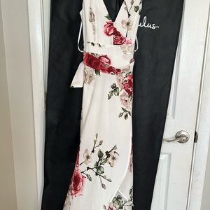 Windsor NWT white floral wrap high low dress